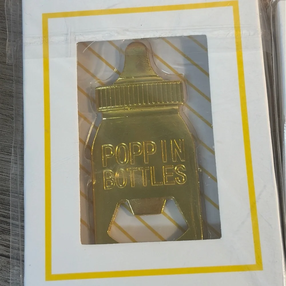 Gold “Poppin Bottles” Baby Bottl, Bottle Opener Party Favors Set of 7